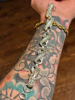 Wow 🤩! New 925 Sterling Silver Dragon Bracelet – Rhodium Plated – 8–8.5” Heavy Statement Piece !
