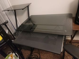 Glass Office Desk With Chair Thumbnail