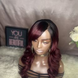 Ombré Burgundy Red Wig