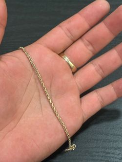 14K Solid Gold Rope Bracelet 6 Inches Long
