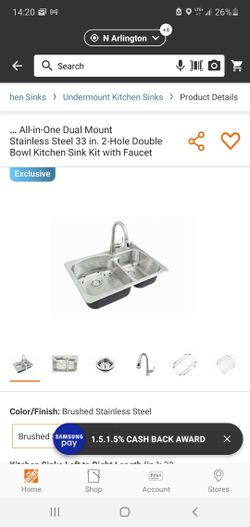 All-in-One Dual Mount Stainless Steel 33 in. 2-Hole Double Bowl Kitchen Sink Kit with Faucet by  Glacier Bay