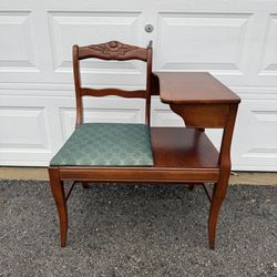 Vintage Mahogany Gossip Bench Phone Table Chair