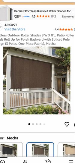 ARKOST Outdoor Roller Shade 8'W x 8'L Mocha