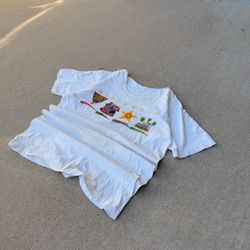 Vintage 90s Single Stitched Distressed Hollywood California Graphic White T-shirt Mens Large