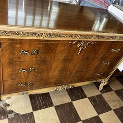 Ornate French Dresser With Glass Top