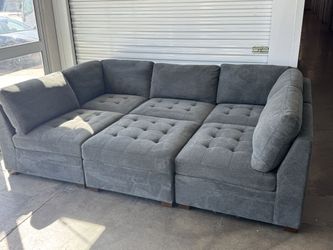 Tisdale 6-Piece Fabric Sectional - Dark Gray