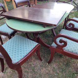 Table With Leaf And Cover With 6 Chairs 