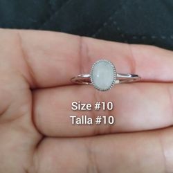 925 Sterling Silver Women's Ring/Anillo De Plata 925 Con Cuarzo Rosa