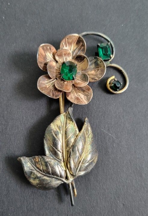Vintage Sterling Silver Flower Brooch