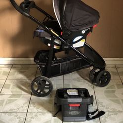 LIKE NEW GRACO SNUGRIDE CLICK CONNECT TRAVEL SYSTEM CARSEAT STROLLER AND BASE !!!!
