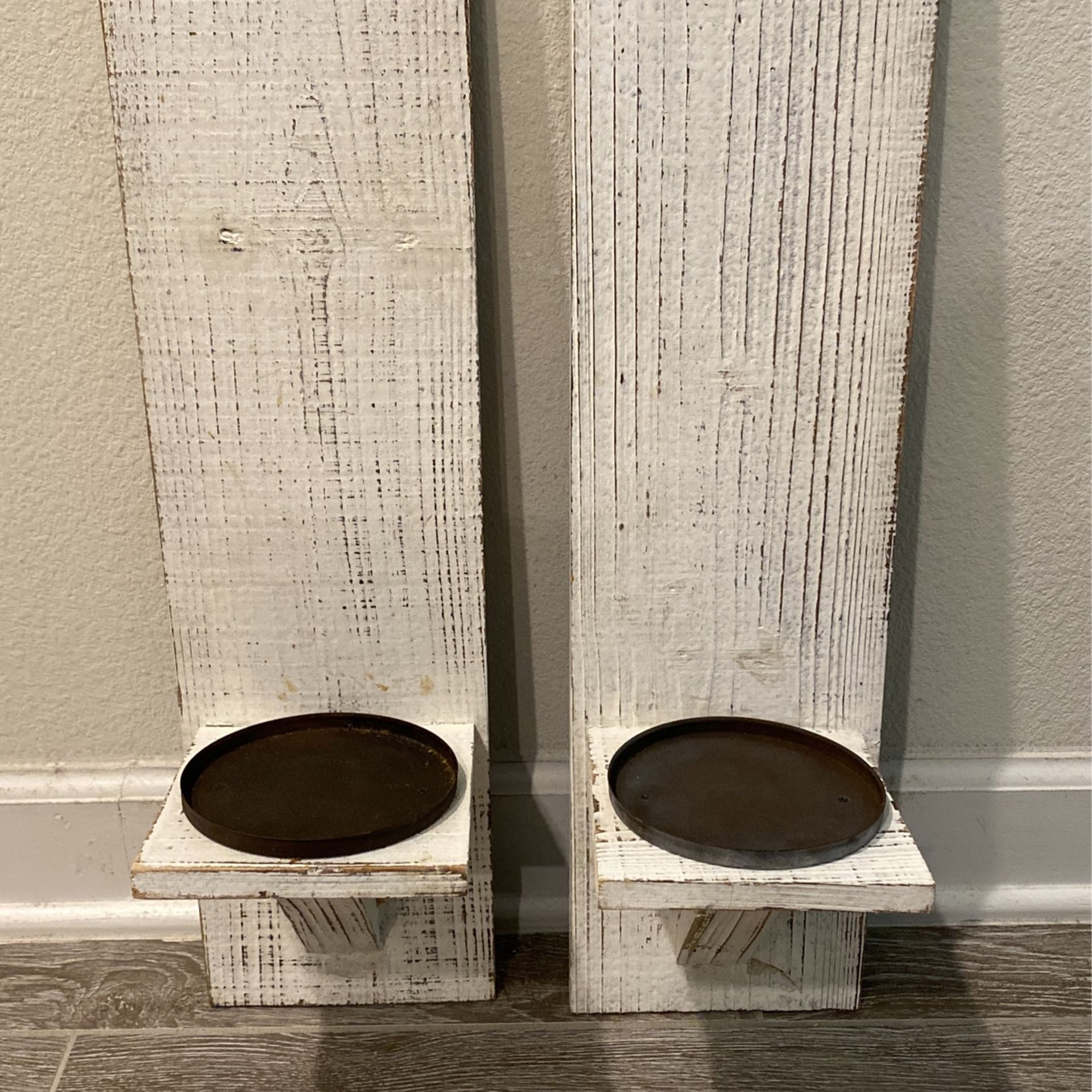 Rustic White Farmhouse Sconces, Set of 2