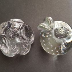Apple & Pumpkin Glass Paperweights