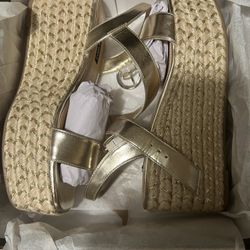 Nine West Gold Platform Wedge Sandal