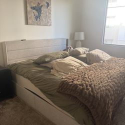 King size beige Bed Frame