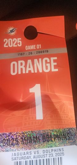 Dolphins VS Jets Mnf 3 Lower Bowl Home Side 30 Yd Ln X 3 Tix  ORANGE PARKING included