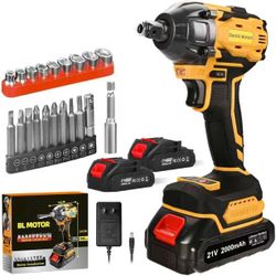 Cordless Impact Wrench – 21V 1/2" Power Driver with 2×2.0Ah Batteries & 19 Accessories