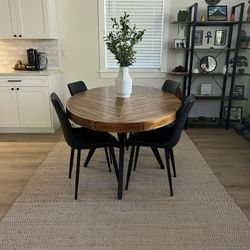 Modern Oval Dining Table + 4 Black Chairs