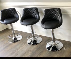 New 3 Black Modern Bar Stools 