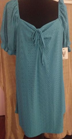 New With Tag Turquoise Eyelet Boho Dress XL