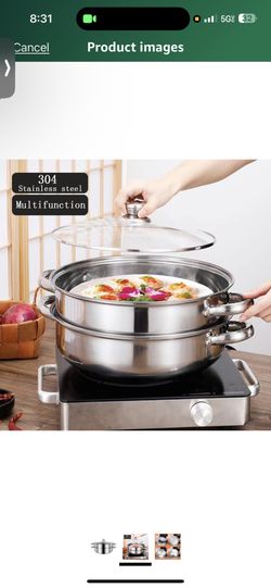 Steamer for Cooking, 5.0 Quarts Stainless Steel Steamer Pot, 2-Tier Food Steam Pots with Lid for Cooking Vegetables, Seafood, Soups, Stews and Pasta, 