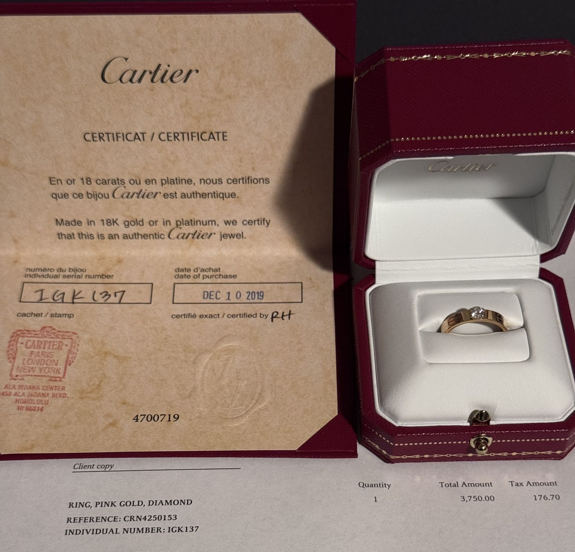 CARTIER DIAMOND RING 18K GOLD