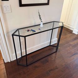 Console Table with metal frame and glass top