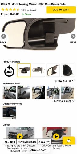 CIPA custom towing mirrors Driver #10801 Pass# 10802