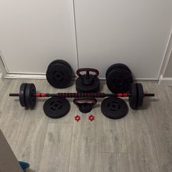 Portable Interchangeable, Dumbbell, Barbell, And Kettlebell Set