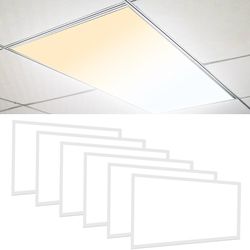 6-Pack 2x4 LED Flat Panel Light Drop Ceiling, 30/40/50W Selectable 2 x 4 FT, 0-10V Dimmable, 3000K 4000K 5000K Switchable, 5500LM, 100-27