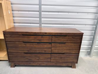 6-Drawer Wood Dresser Dark Walnut Finish
