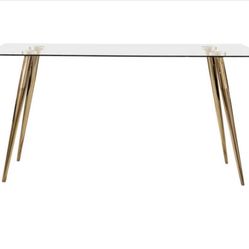 Modern Gold & Glass Dining Table – 36 x 64