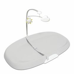 Skip Hop Baby Changing Pad Nursery Style Wipe-Clean Contoured with Cushioned Foam, Non-Skid Base, Built-in Safety Belt & Tuck-Away Toy Bar Fits Standa