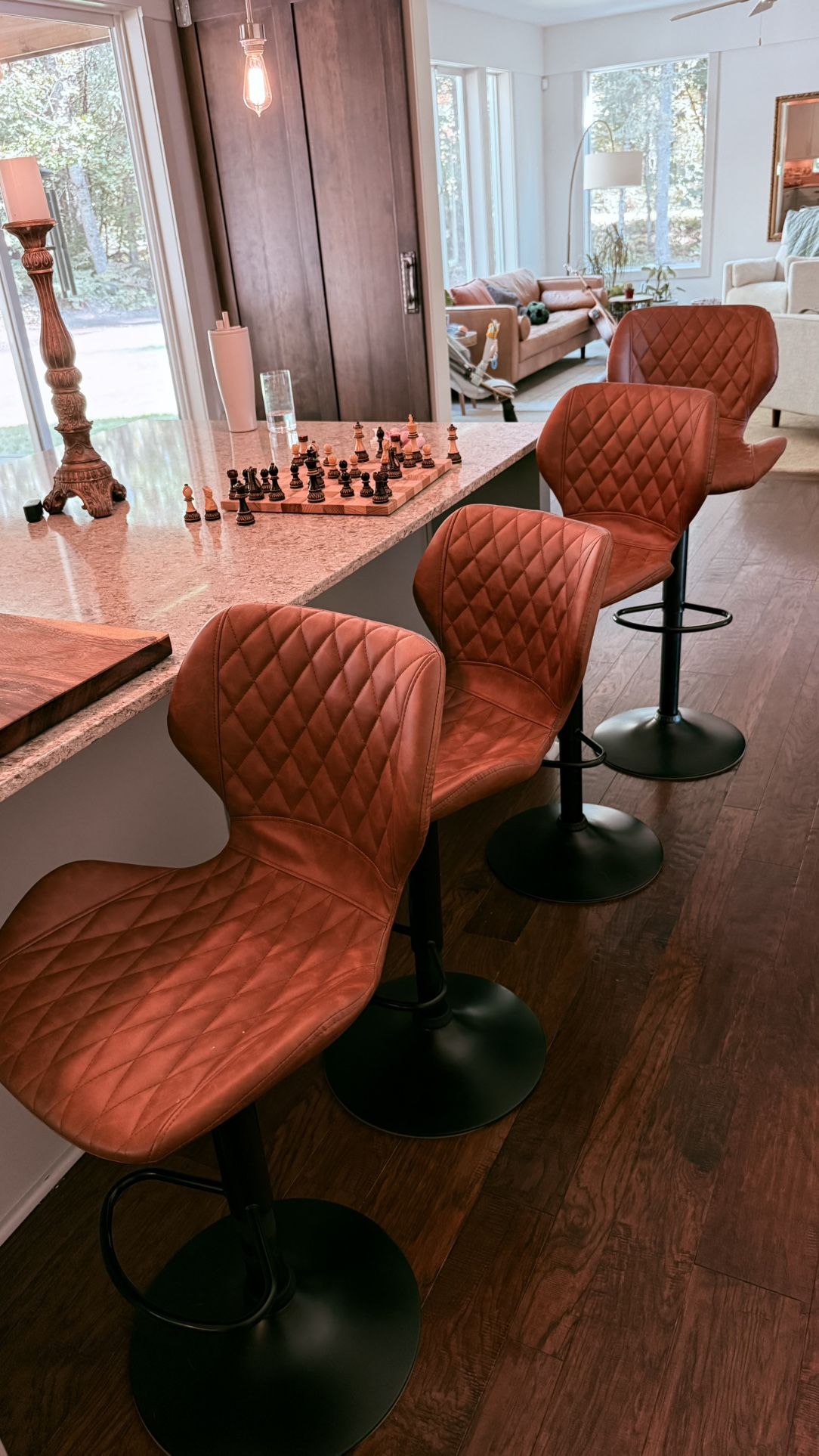 Vegan Leather Bar Stools Set Of 4