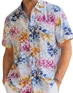 Robert Graham Sea of Cortez Men's button-down 100% linen resort shirt Size large.