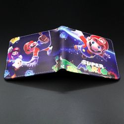 Brand New Men Super Mario Bros Galaxy Purse Short Bifold Fashion Leather Wallet