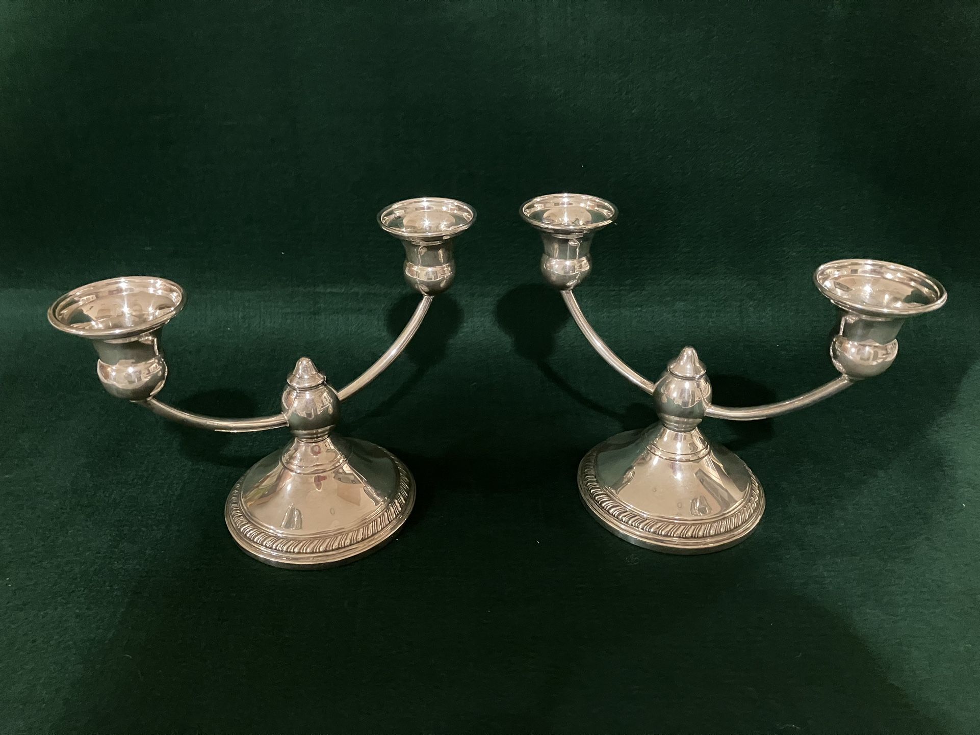 Matched Pair/Crown Double Sterling Candleabras