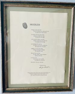 Framed Signed Penelope Austin Limited Edition Broadside Poem