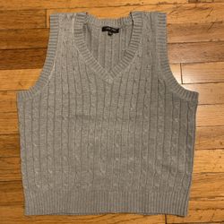 Love Tree Cable Knit V-Neck Sleeveless Sweater Vest Gray Large 