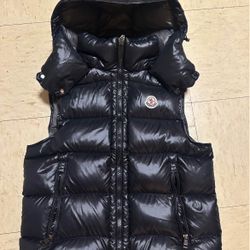 Black Moncler Vest with Hood Size 3