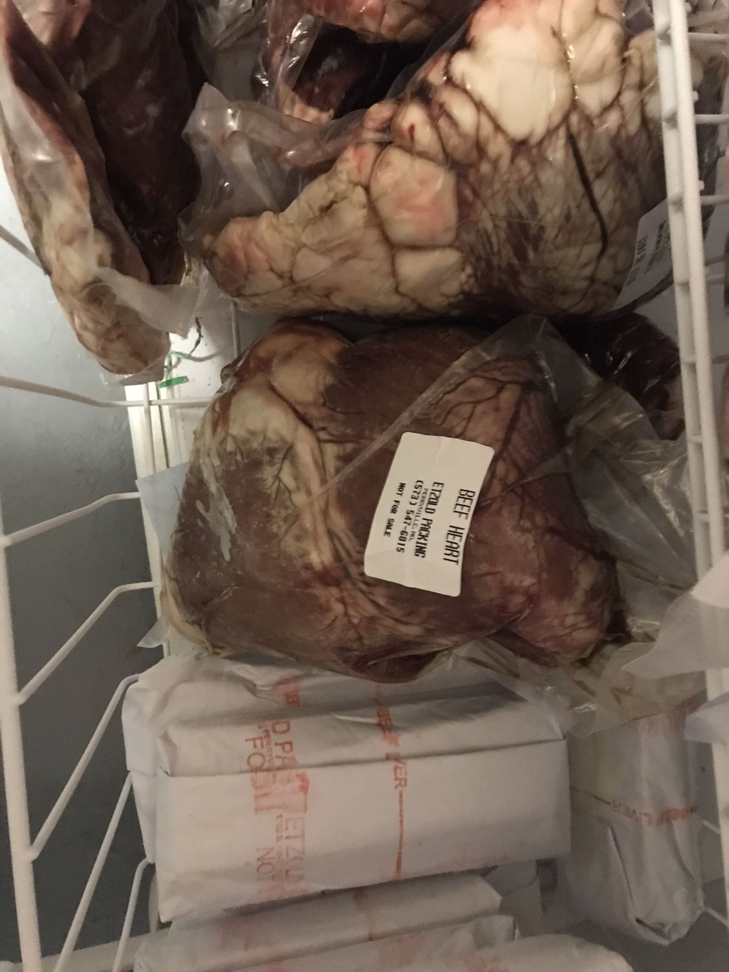 Beef liver and beef hearts