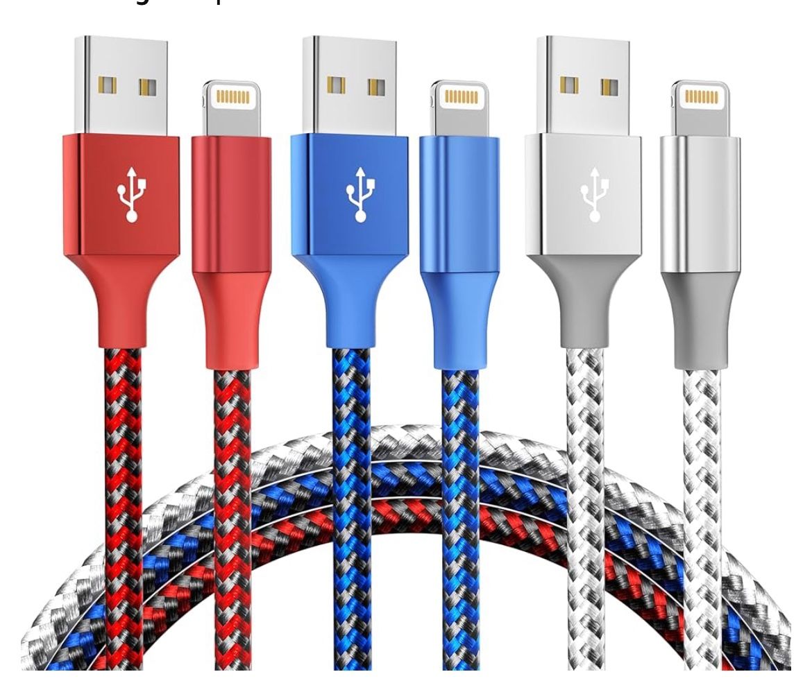 Brand: MenoSupp MenoSupp iPhone Charger 3Pack 10FT MFi Certified Nylon Braided Cord Fast Charging Lightning Cable Compatible with iPhone 14/13/12/11 P