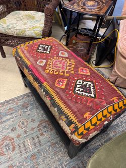 Kilim Upholstered Ottoman Bench
