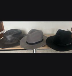 3 Brixton Fedora Hats, Sz XS, Wool and Straw