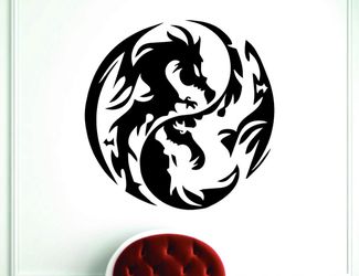 PRE MADE Wall Decal Home Decor Yin Yang Dragon