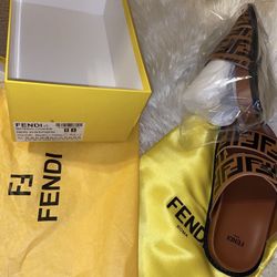 Fendi FF Pearland Neri sheepskin Slides Slippers