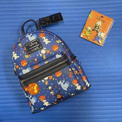 Loungefly Disney Trick or Treat L.E. 1250 World Wide Halloween Mini Backpack and Matching Pin Set - NWTs 