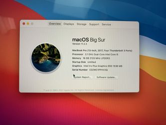 2017 13” Apple MacBook Pro 3.1 I5 16gb 250ssd
