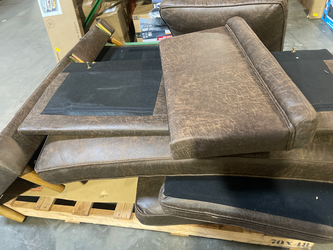 ACME Silchester Leather Accent Chair in Oak and Distress Chocolate
