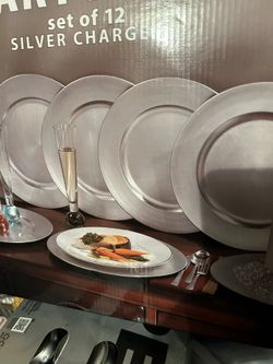 Set Of 12 Silver Chargers