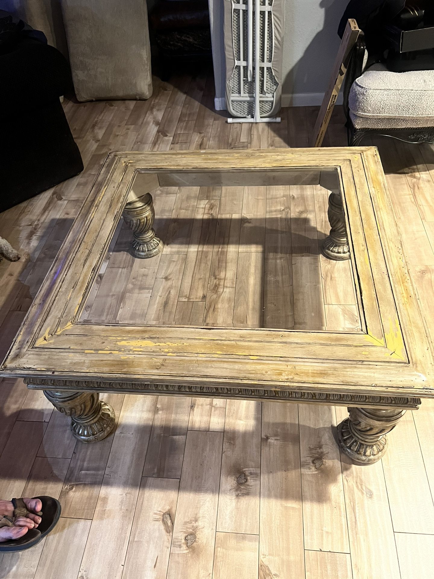 Glass And Wood Coffee Table
